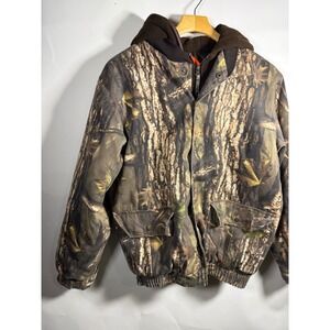 Master Sportsman Mens Camo Hooded Hunting Jacket Tree Bark Camouflage Medium